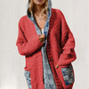 Double Take Full Size Hooded Denim Spliced Sweater Cardigan