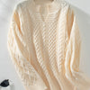 Cable-Knit Notched Long Sleeve Sweater