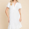 Culture Code Full Size Short Sleeve Ruffled Asymmetric Hem Dress