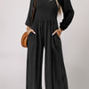 Square Neck Raglan Sleeve Jumpsuit with Pocket