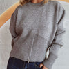 Round Neck Half Zip Long Sleeve Sweater