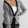 Contrast Trim Button Up Long Sleeve Cardigan