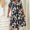 Printed Surplice Balloon Sleeve Dress