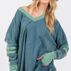 SAGE + FIG Mineral Wash Side Slit Contrast Top