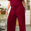 Plus Size Drawstring Waist Short Sleeve Jumpsuit