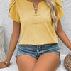 Notched Short Sleeve Blouse