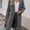 Devine Pocketed Collared Neck Long Sleeve Coat