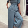 Perfee Printed Square Neck Jumpsuit with Pockets