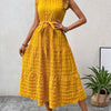 Tied Ruffled Cap Sleeve Midi Dress