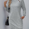 Perfee Texture Mock Neck Long Sleeve Mini Dress