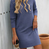 Mandy Striped Round Neck Long Sleeve Mini Dress