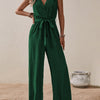 Tied Surplice Sleeveless Wide Leg Jumpsuit