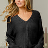 BiBi V-Neck Cable Knit Sweater