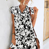 Floral Tie Neck Butterfly Sleeve Dress