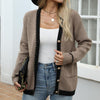 Contrast Trim Button Up Long Sleeve Cardigan