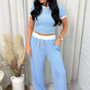 Contrast Trim Round Neck Top and Pants Set