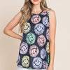 BOMBOM Round Neck Smiley Face Tank