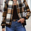 Plus Size Plaid Baseball Collar Zip Up Jacket