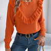 Ruffled Round Neck Long Sleeve Sweater