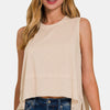 Zenana Exposed Seam Slit Round Neck Tank