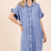 Mittoshop Mineral Wash Cotton Gauze Mini Shirt Dress