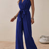 Tied Surplice Sleeveless Wide Leg Jumpsuit