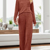 Round Neck Long Sleeve Top and Pants Set