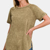 Zenana Heathered Round Neck Short Sleeve Top