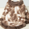 Furry Contrast Three-Quarter Poncho