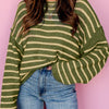 Striped Round Neck Dropped Shoulder Sweater