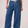 Contrast Waistband Drawstring Wide Leg Pants