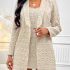 Flower Texture Cami Dress and Long Sleeve Cardigan Set