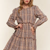 And The Why Full Size Washed Frayed Tiered Plaid Dress