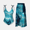 FAM-FAM Printed Tie Shoulder Swimwear and Skirt Swim Set