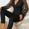 Plunge Long Sleeve Jumpsuit