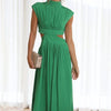 Cutout Mock Neck Sleeveless Ruched Dress