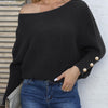 Full Size Boat Neck Long Sleeve Sweater