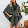 Fuzzy Trim Open Front Poncho