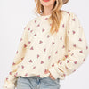 SAGE + FIG Heart Printed Contrast Long Sleeve Sweatshirt