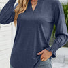 Full Size Notched Long Sleeve T-Shirt