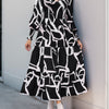 Perfee Smocked Printed Long Sleeve Midi Dress