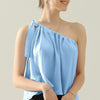 Ninexis One Shoulder Bow Tie Strap Satin Silk Top