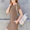 Basic Bae Full Size Round Neck Short Sleeve Dress with Pockets