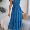 Smocked Square Neck Cap Sleeve Midi Dress