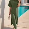 Slit Round Neck Half Sleeve Tee Dress