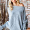 First Love Full Size Asymmetrical Hem Dolman Sleeve Sweater