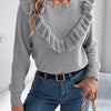 Ruffled Round Neck Long Sleeve Sweater