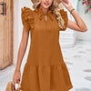 Tie Neck Ruffle Hem Dress