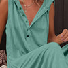 Full Size Half Button Sleeveless Jumpsuit