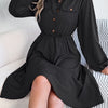 Collared Neck Long Sleeve Dress with Pockets